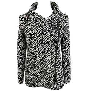 Akira Chicago Black & White Striped Zip Jacket